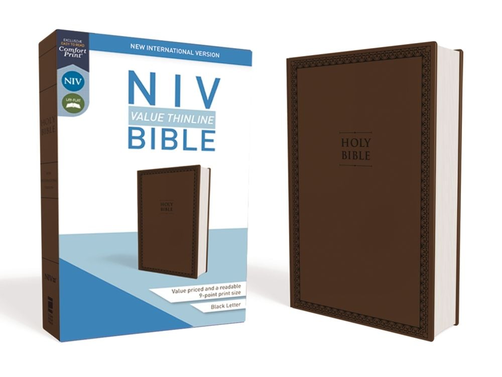 NIV, Value Thinline Bible, Leathersoft, Brown, Comfort Print by Zondervan - ISBN: 9780310448464