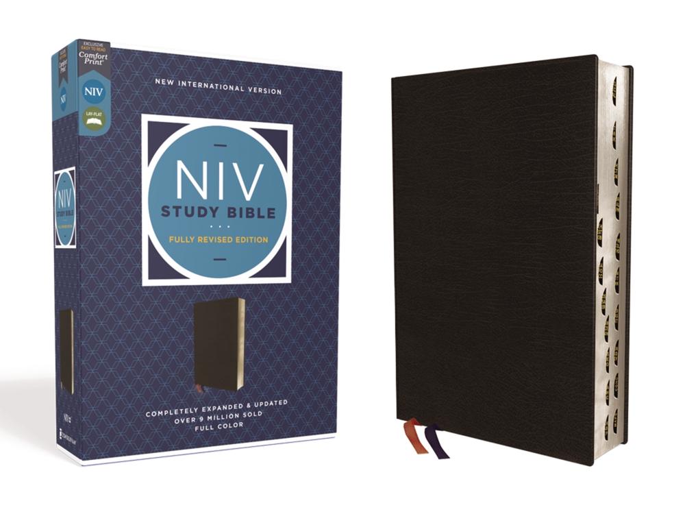 NIV Study Bible, Fully Revised Edition (Study Deeply. Believe Wholeheartedly.), Bonded Leather, Black, Red Letter, Thumb Indexed, Comfort Print by Kenneth L. Barker - ISBN: 9780310448983
