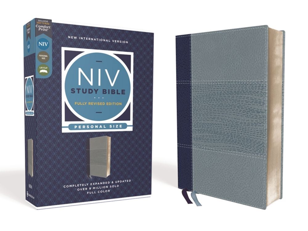 NIV Study Bible, Fully Revised Edition (Study Deeply. Believe Wholeheartedly.), Personal Size, Leathersoft, Navy/Blue, Red Letter, Comfort Print by Kenneth L. Barker - ISBN: 9780310449140