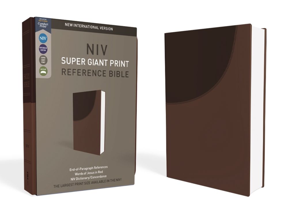 NIV, Super Giant Print Reference Bible (Font Size: 16.5-point), Leathersoft, Brown, Red Letter, Comfort Print by Zondervan - ISBN: 9780310449379
