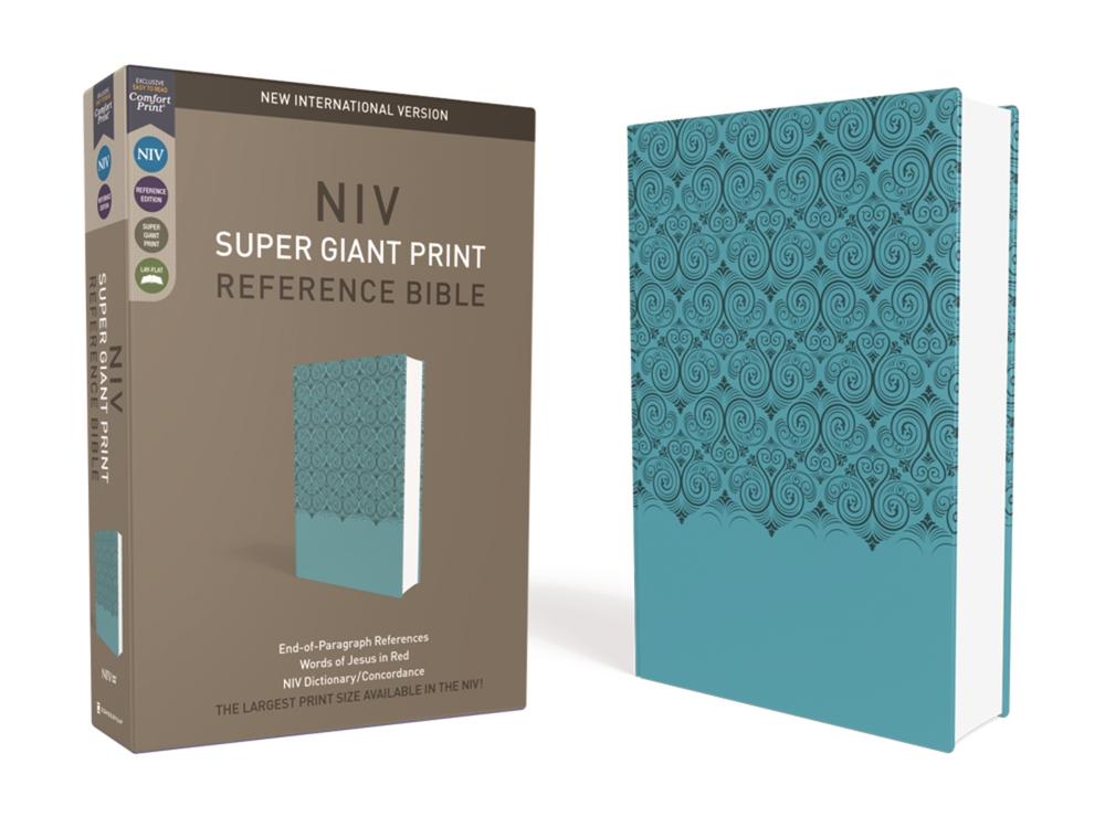NIV, Super Giant Print Reference Bible (Font Size: 16.5-point), Leathersoft, Teal, Red Letter, Comfort Print, 9780310449386