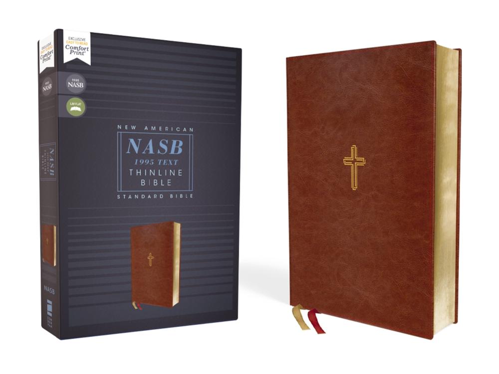 NASB, Thinline Bible, Leathersoft, Brown, Red Letter, 1995 Text, Comfort Print, 9780310450962