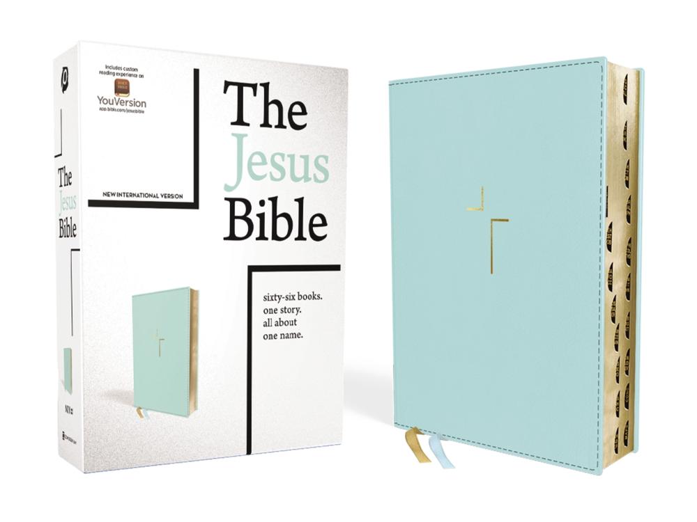 The Jesus Bible, NIV Edition, (With Thumb Tabs to Help Locate the Books of the Bible), Leathersoft, Teal, Thumb Indexed, Comfort Print, 9780310452263