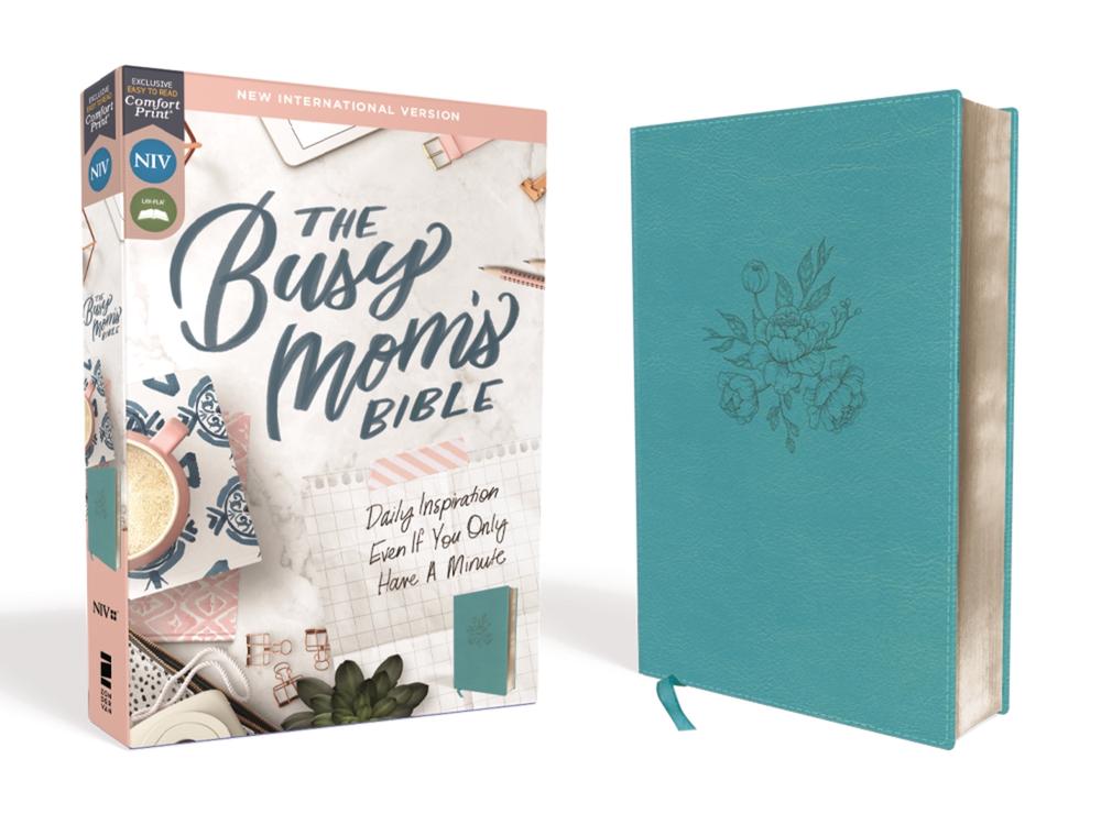 NIV, The Busy Mom's Bible, Leathersoft, Teal, Red Letter, Comfort Print, 9780310454083