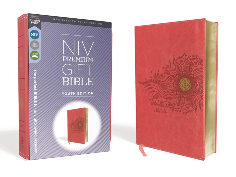 NIV, Premium Gift Bible, Youth Edition, Leathersoft, Coral, Red Letter, Comfort Print, 9780310454656