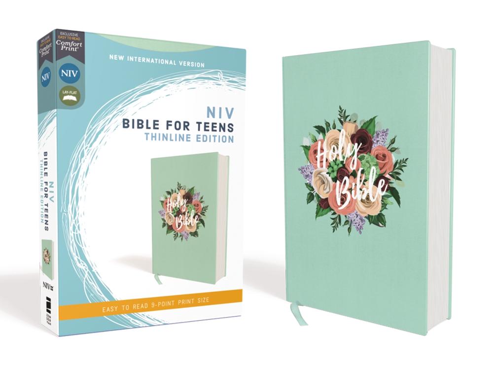 NIV, Bible for Teens, Thinline Edition, Cloth over Board, Floral, Red Letter, Comfort Print, 9780310455110