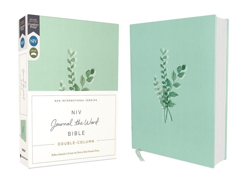 NIV, Journal the Word Bible (Perfect for Note-Taking), Double-Column, Cloth over Board, Teal, Red Letter, Comfort Print, 9780310455264
