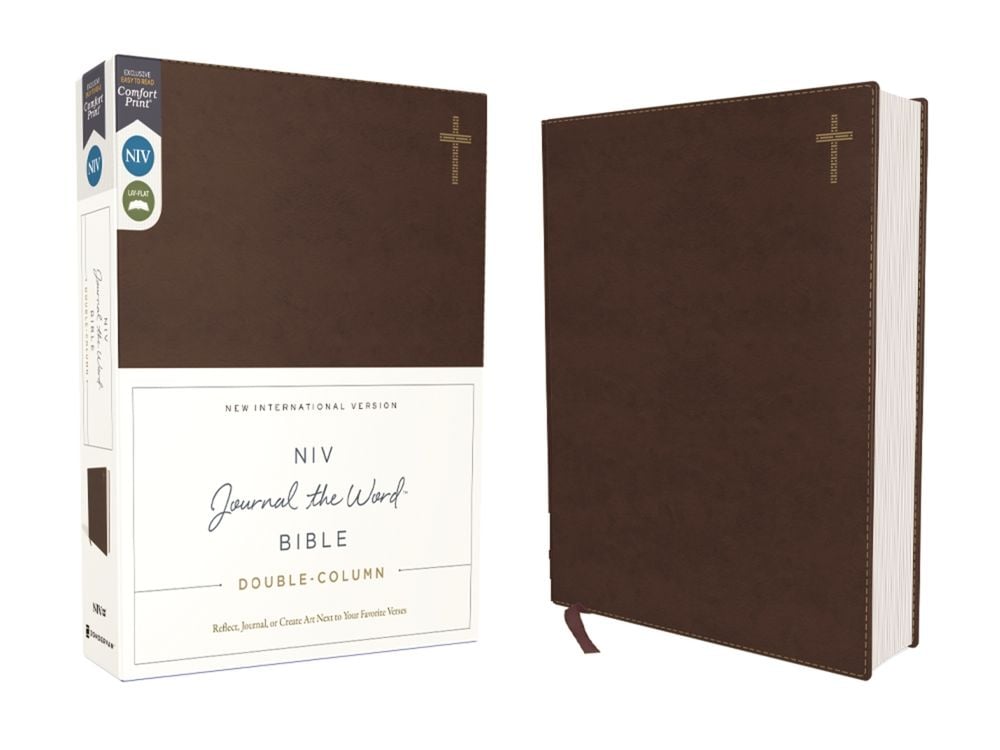 NIV, Journal the Word Bible (Perfect for Note-Taking), Double-Column, Leathersoft, Brown, Red Letter, Comfort Print by Zondervan - ISBN: 9780310455271