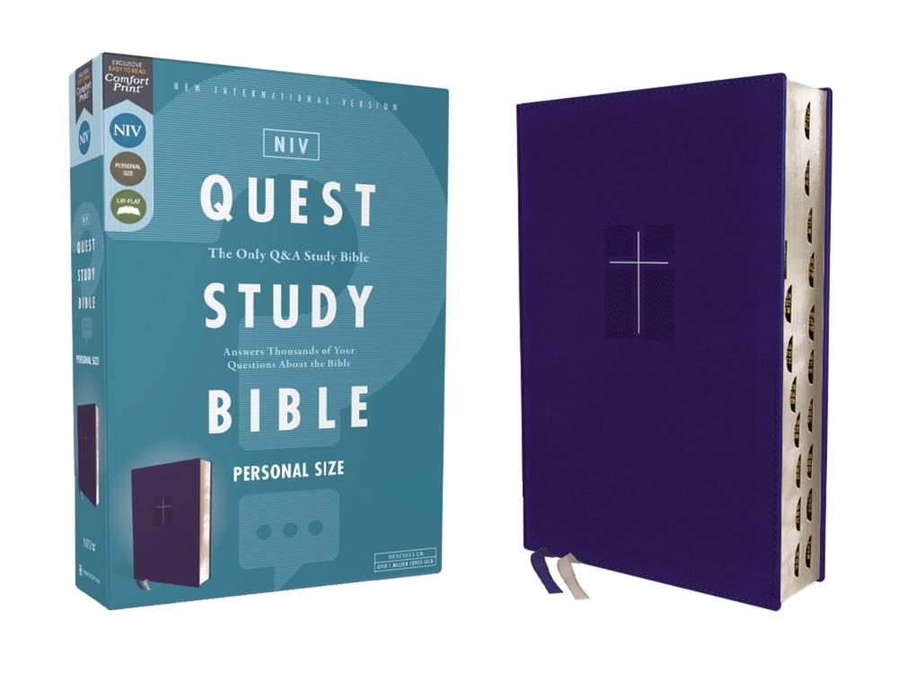 NIV, Quest Study Bible, Personal Size, Leathersoft, Blue, Thumb Indexed, Comfort Print, 9780310456582