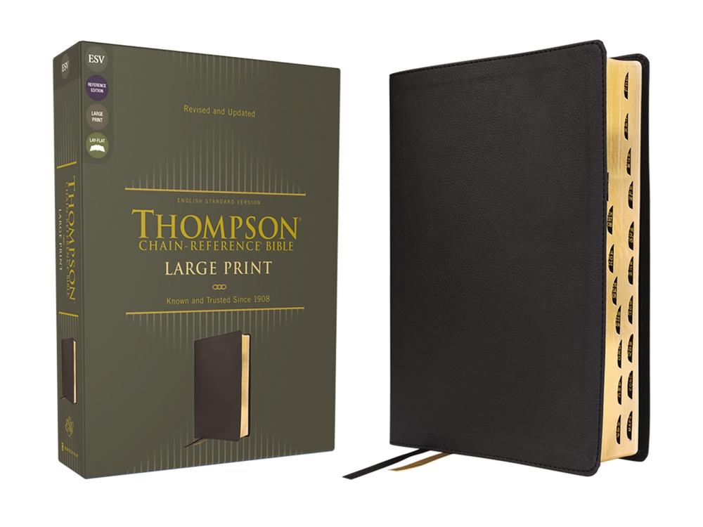 ESV, Thompson Chain-Reference Bible, Large Print, Leathersoft, Black, Red Letter, Thumb Indexed, 9780310458951
