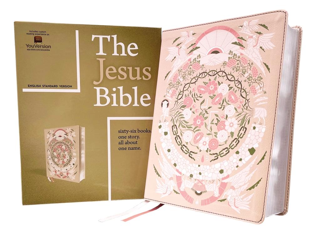 The Jesus Bible Artist Edition, ESV, Leathersoft, Peach Floral, 9780310460183