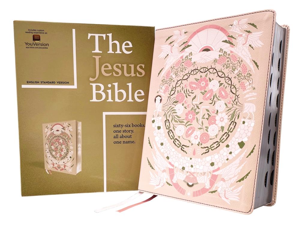 The Jesus Bible Artist Edition, ESV, (With Thumb Tabs to Help Locate the Books of the Bible), Leathersoft, Peach Floral, Thumb Indexed, 9780310460190
