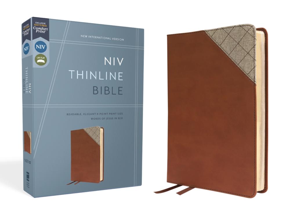 NIV, Thinline Bible, Leathersoft, Brown, Red Letter, Comfort Print, 9780310462033