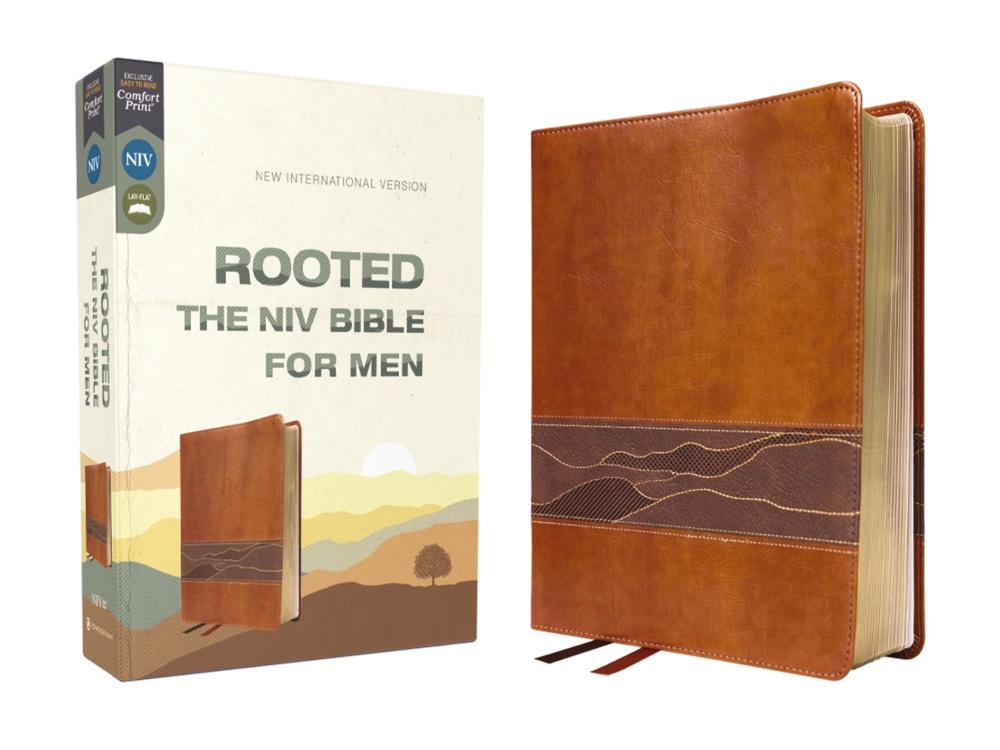 Rooted: The NIV Bible for Men, Leathersoft, Brown, Comfort Print, 9780310462569