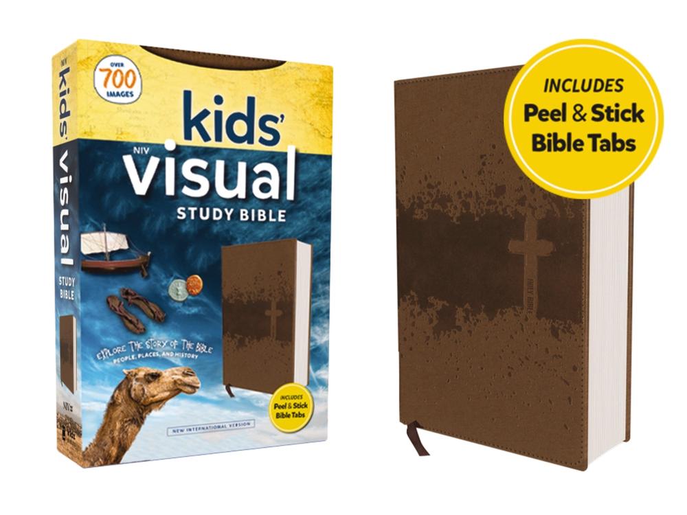 NIV, Kids' Visual Study Bible, Leathersoft,  Bronze, Full Color Interior, Peel/Stick Bible Tabs, 9780310462965