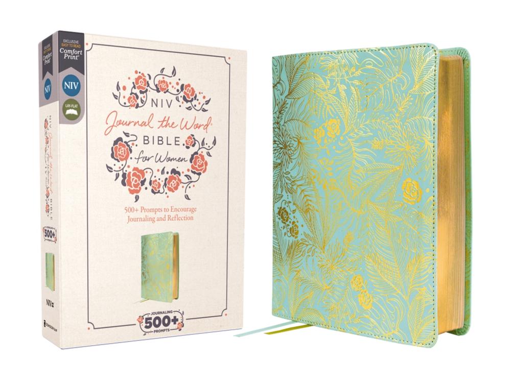 NIV, Journal the Word Bible for Women (Perfect for Note-Taking), Leathersoft, Teal, Red Letter, Comfort Print, 9780310463122