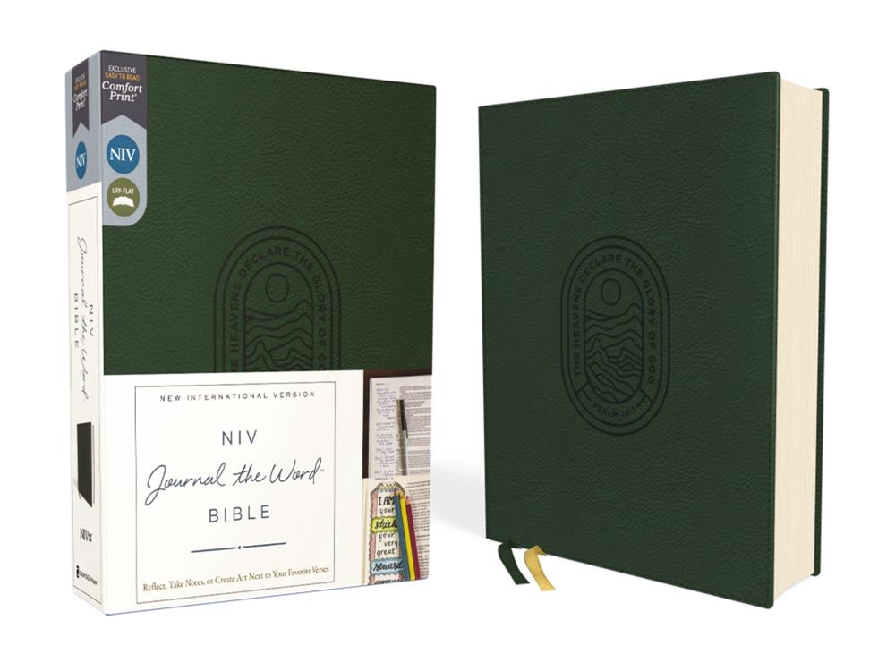NIV, Journal the Word Bible (Perfect for Note-Taking), Leathersoft, Green, Red Letter, Comfort Print, 9780310463245