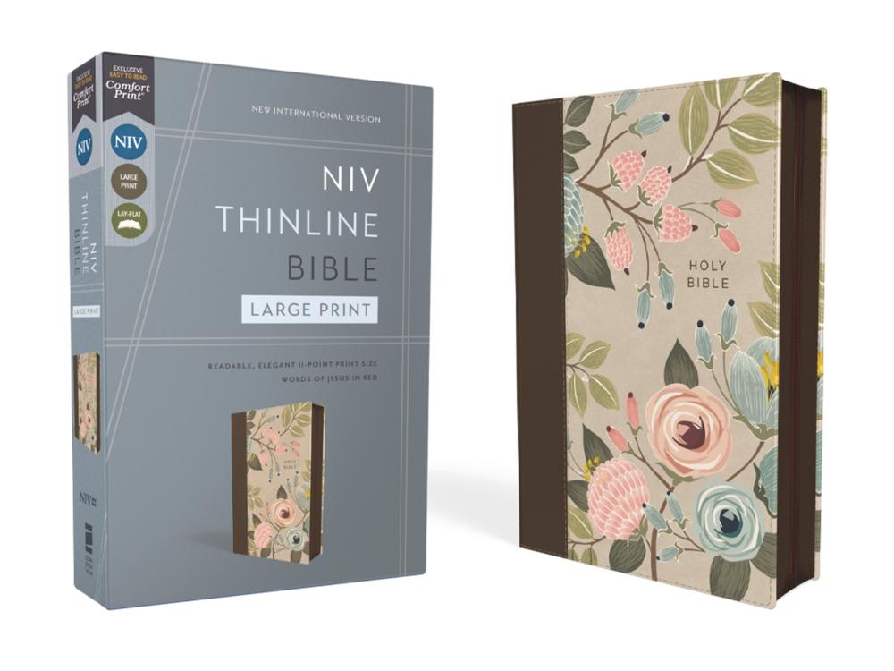 NIV, Thinline Bible, Large Print, Leathersoft, Floral, Zippered, Red Letter, Comfort Print, 9780310465034