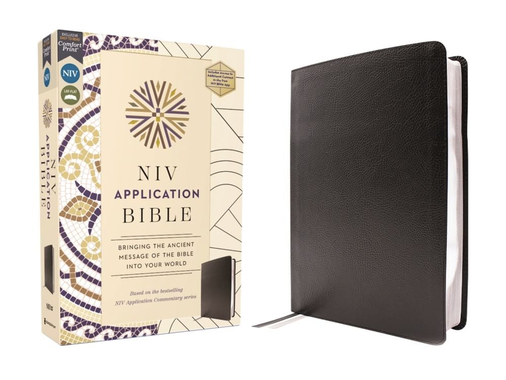NIV Application Bible, European Bonded Leather, Black, Red Letter, Comfort Print by Zondervan - ISBN: 9780310465102