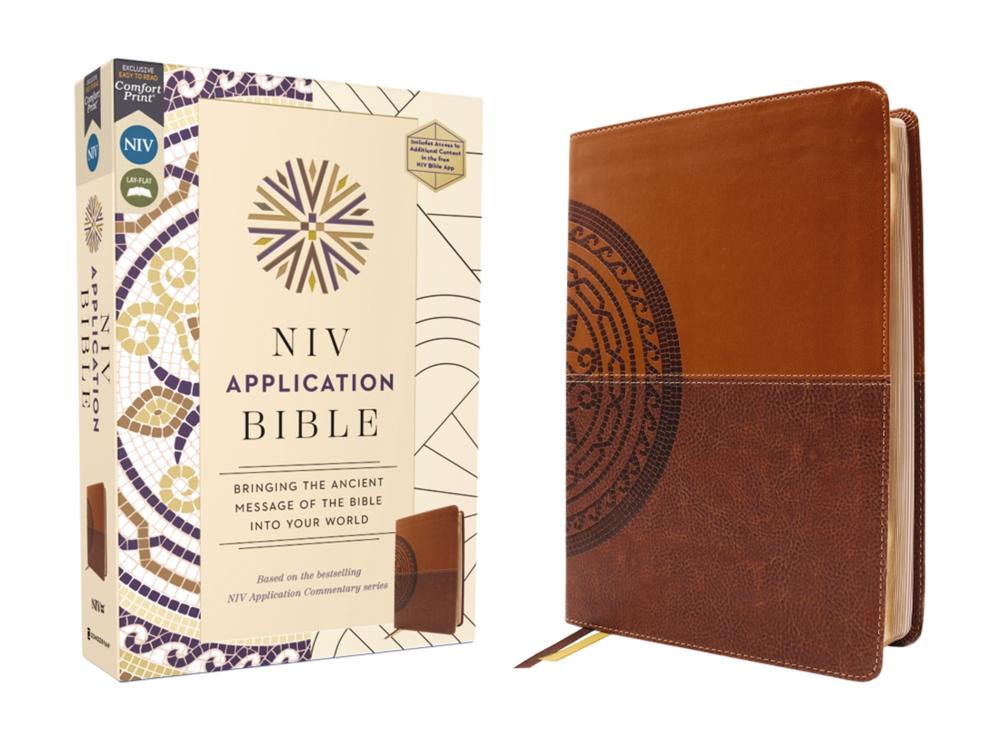 NIV Application Bible, Leathersoft, Brown, Red Letter, Comfort Print, 9780310465140