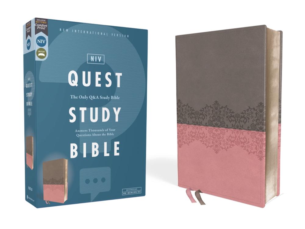 NIV, Quest Study Bible, Leathersoft, Gray/Pink, Comfort Print, 9780310465416