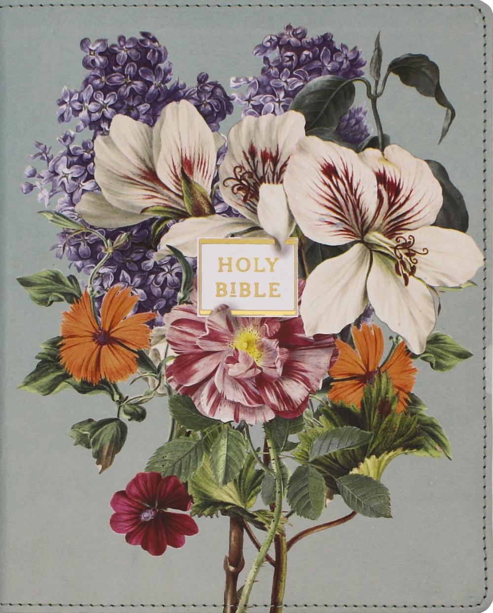NIV, Artisan Collection Bible, Large Print, Leathersoft, Sage Floral, Red Letter, Comfort Print, 9780310465775
