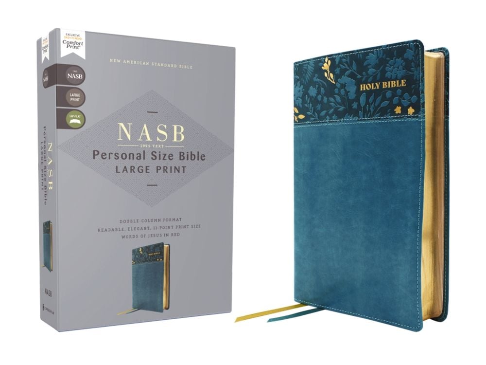 NASB, Personal Size Bible, Large Print, Leathersoft, Teal, Red Letter, 1995 Text, Comfort Print by Zondervan - ISBN: 9780310465966