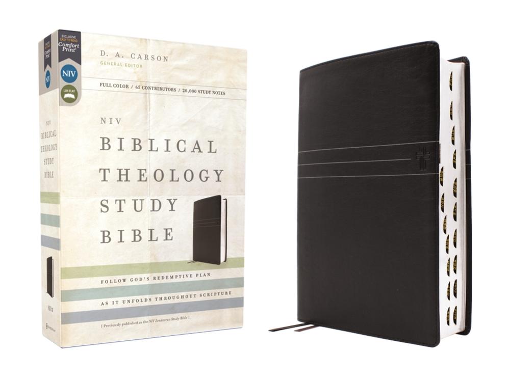 NIV, Biblical Theology Study Bible (Trace the Themes of Scripture), Leathersoft, Black, Thumb Indexed, Comfort Print, 9780310467557