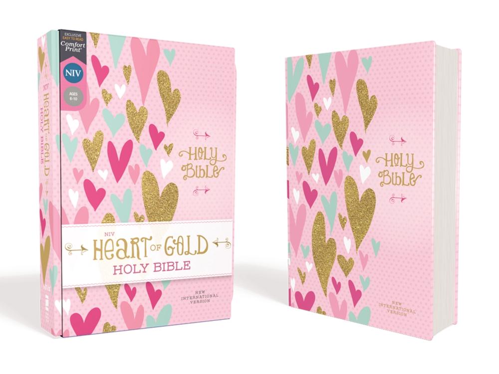 NIV, Heart of Gold Holy Bible, Hardcover, Red Letter, Comfort Print, 9780310768524