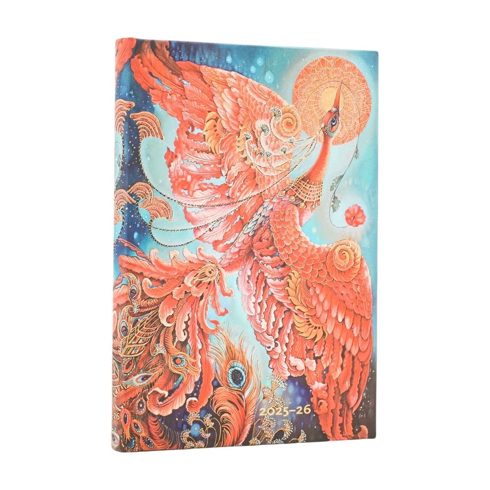 2026 Firebird (Birds of Happiness) Mini 18-month Horizontal Hardcover Flexi Dayplanner 2025-2026 (Elastic Band Closure) by Paperblanks - ISBN: 9780349707037