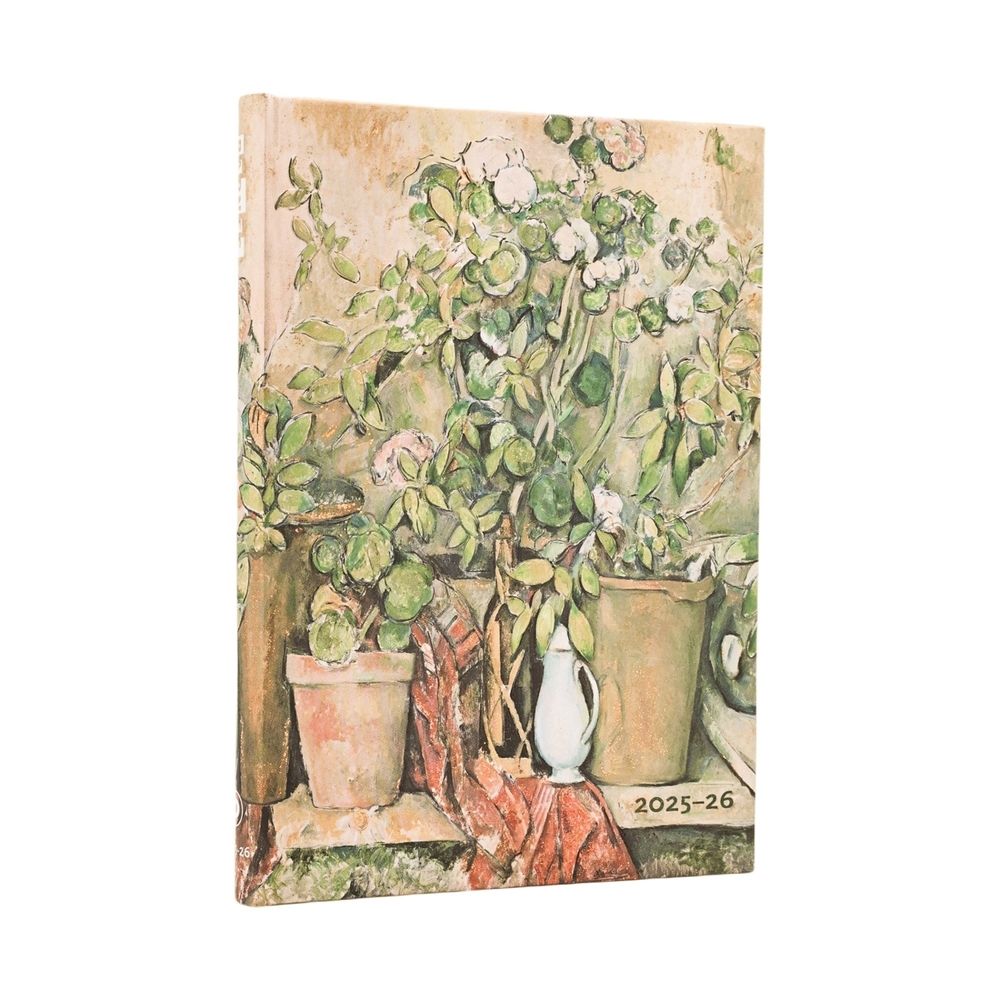 2026 Cezanne's Terracotta Pots and Flowers Midi 18-month Horizontal Hardcover Flexi Dayplanner 2025-2026 (Elastic Band Closure) by Paperblanks - ISBN: 9780349707099