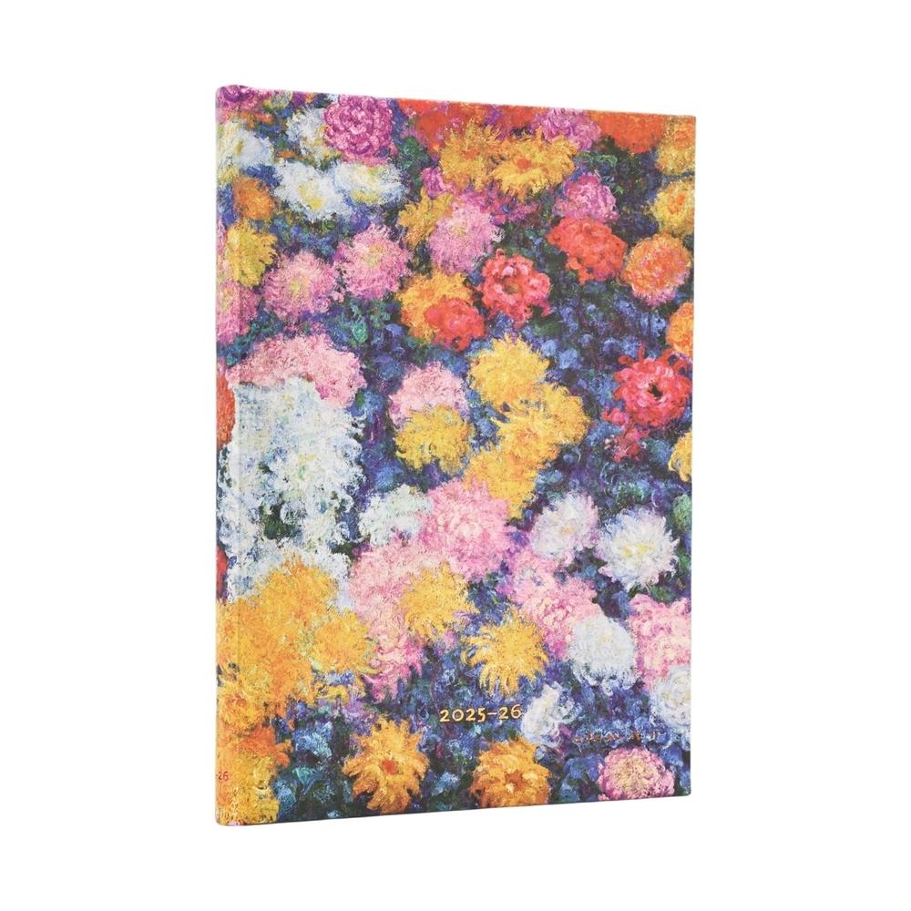 2026 Monet's Chrysanthemums Midi 18-month Horizontal Hardcover Flexi Dayplanner 2025-2026 (Elastic Band Closure) by Paperblanks - ISBN: 9780349707105
