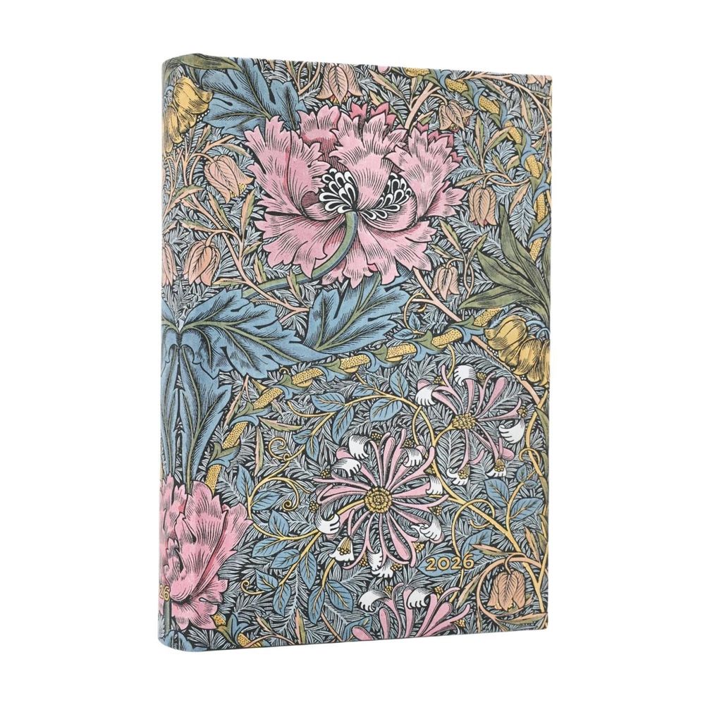 2026 Morris Pink Honeysuckle (William Morris) Mini 12-month Day-at-a-Time Hardcover Flexi Dayplanner 2026 (Elastic Band Closure) by Paperblanks - ISBN: 9780349707235