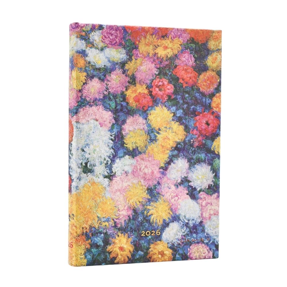 2026 Monet's Chrysanthemums Mini 12-month Verso Hardcover Flexi Dayplanner 2026 (Elastic Band Closure) by Paperblanks - ISBN: 9780349707426