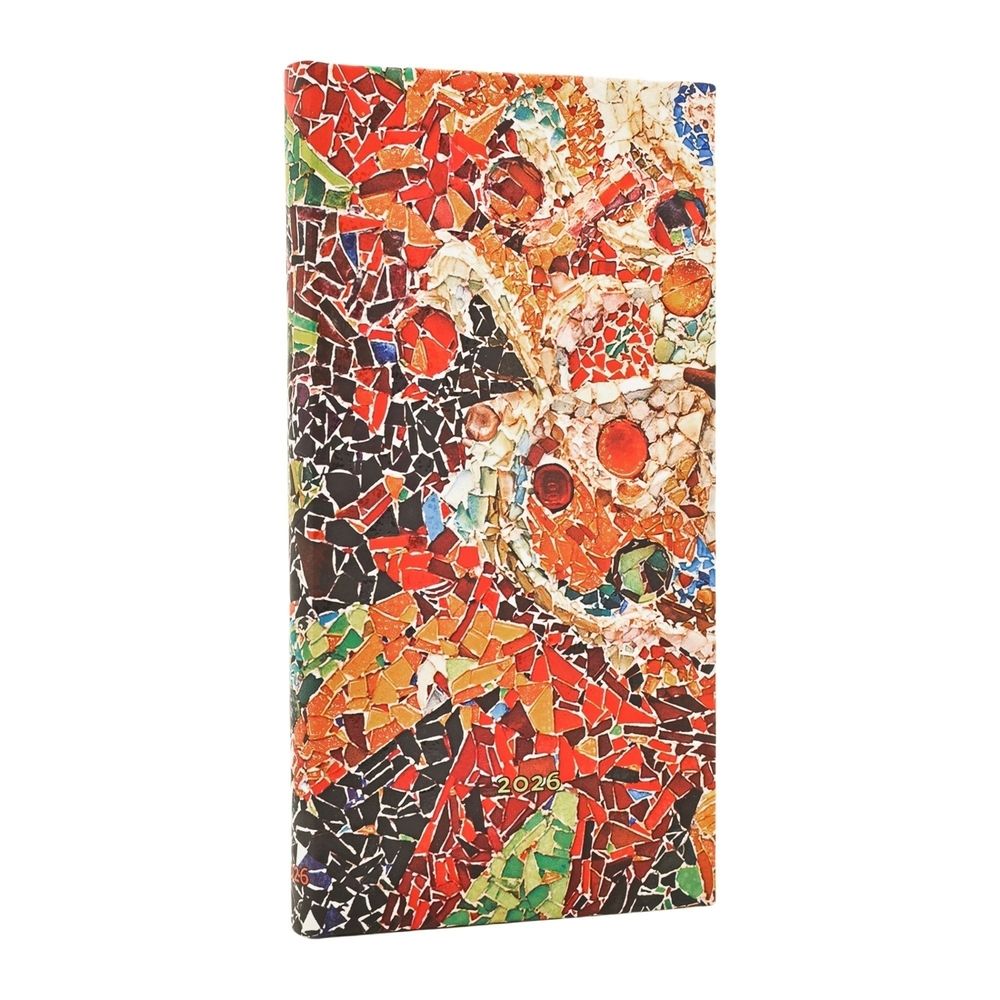 2026 Gaudi's Sun (Gaudi’s Mosaics) Slim 12-month Horizontal Hardcover Flexi Dayplanner 2026 (Elastic Band Closure) by Paperblanks - ISBN: 9780349707471
