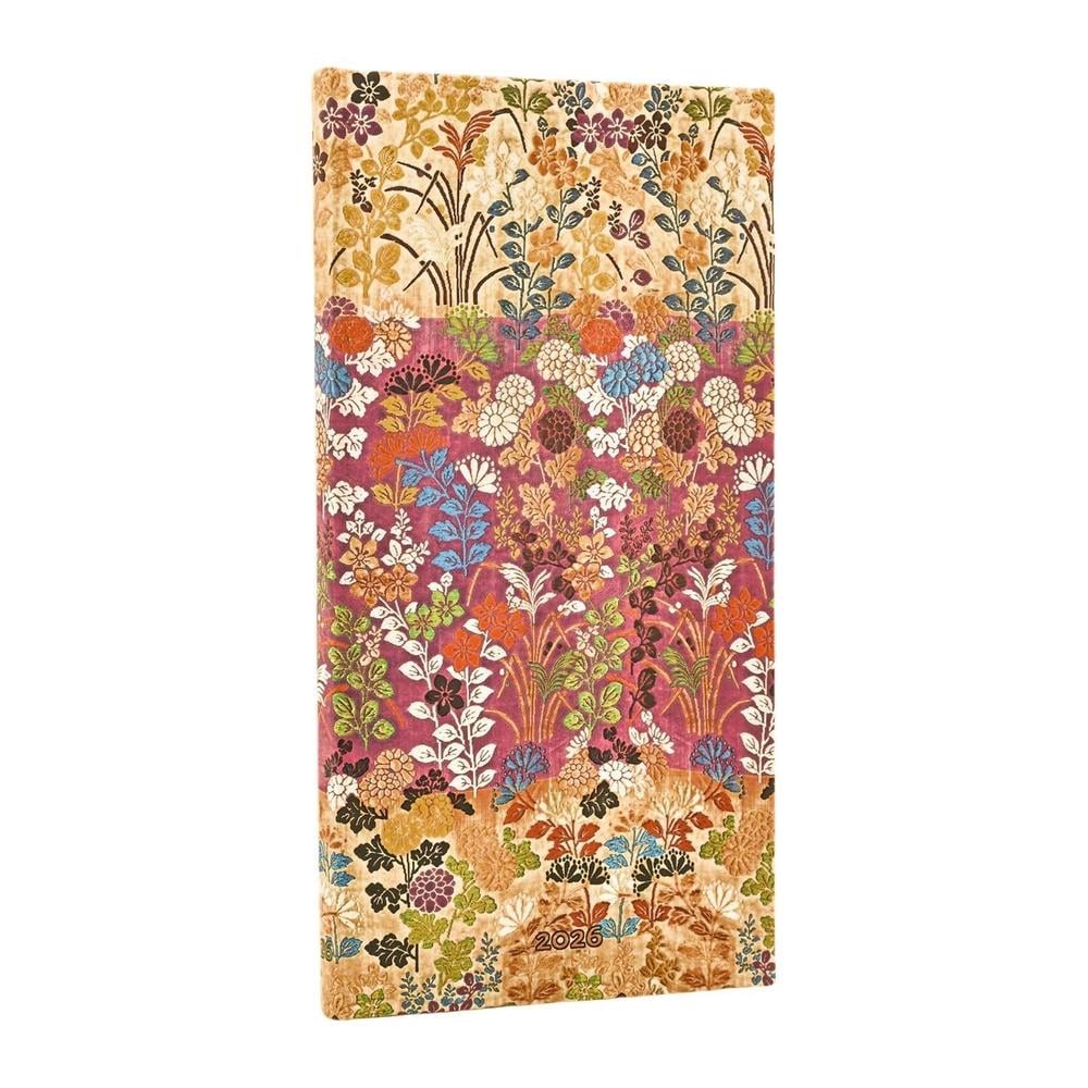 2026 Kara-ori Pink (Japanese Kimono) Slim 12-month Horizontal Hardcover Flexi Dayplanner 2026 (Elastic Band Closure) by Paperblanks - ISBN: 9780349707488
