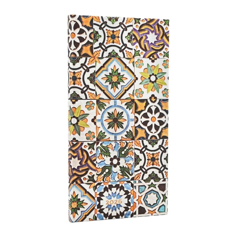 2026 Porto (Portuguese Tiles) Slim 12-month Horizontal Hardcover Flexi Dayplanner 2026 (Elastic Band Closure) by Paperblanks - ISBN: 9780349707501