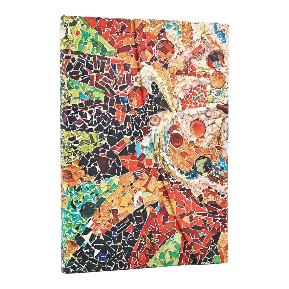 2026 Gaudi's Sun (Gaudi’s Mosaics) Midi 12-month Vertical Hardcover Flexi Dayplanner 2026 (Wrap Closure) by Paperblanks - ISBN: 9780349707686