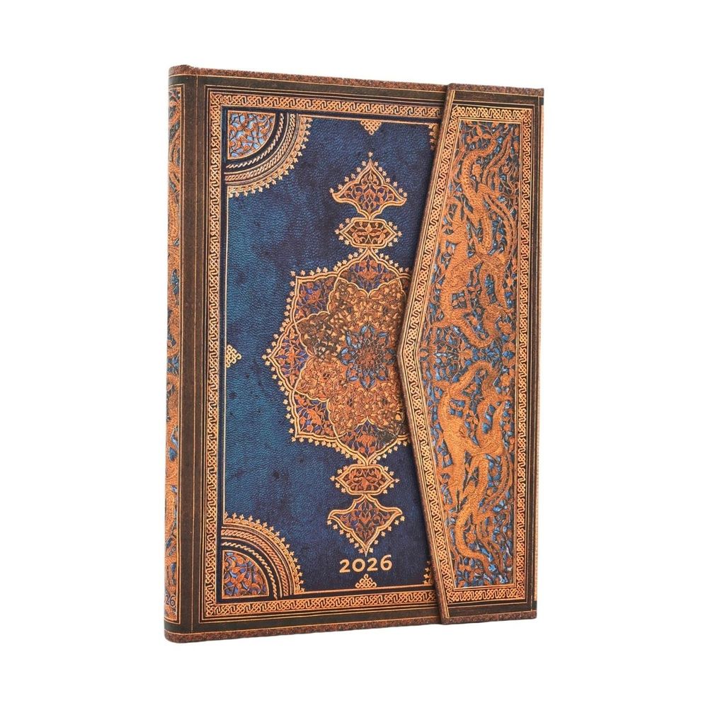 2026 Safavid Indigo (Safavid Binding Art) Midi 12-month Verso Hardcover Flexi Dayplanner 2026 (Wrap Closure) by Paperblanks - ISBN: 9780349707822