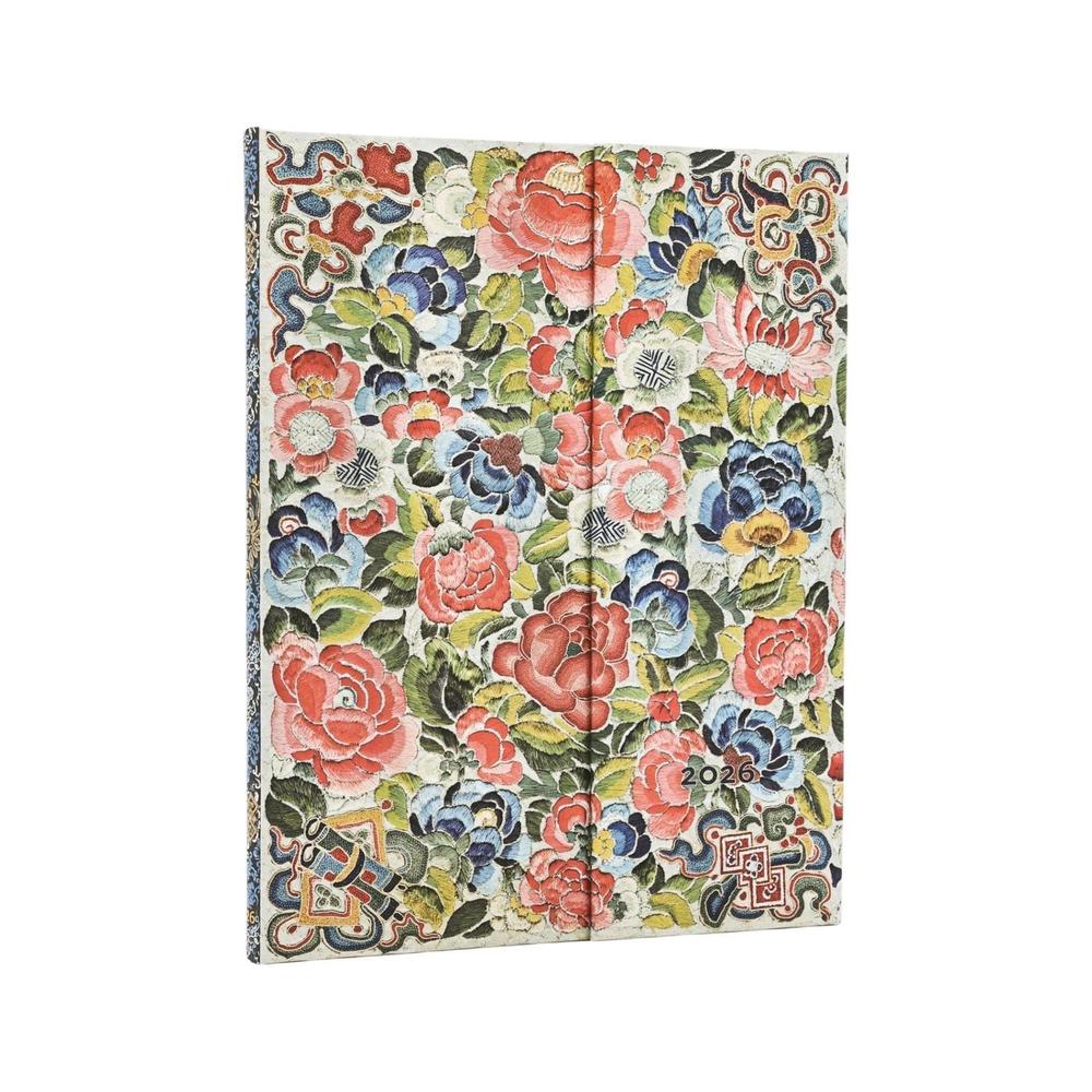 2026 Pear Garden (Peking Opera Embroidery) Ultra 12-month Vertical Hardcover Flexi Dayplanner 2026 (Wrap Closure) by Paperblanks - ISBN: 9780349708089