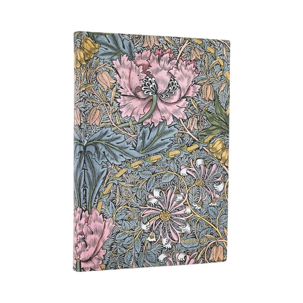 2026 Morris Pink Honeysuckle (William Morris) Midi 18-month Horizontal Softcover Flexi Dayplanner 2025-2026 (Elastic Band Closure) by Paperblanks - ISBN: 9780349708218