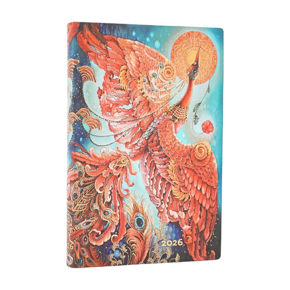 2026 Firebird (Birds of Happiness) Mini 12-month Horizontal Softcover Flexi Dayplanner 2026 (Elastic Band Closure) by Paperblanks - ISBN: 9780349708300