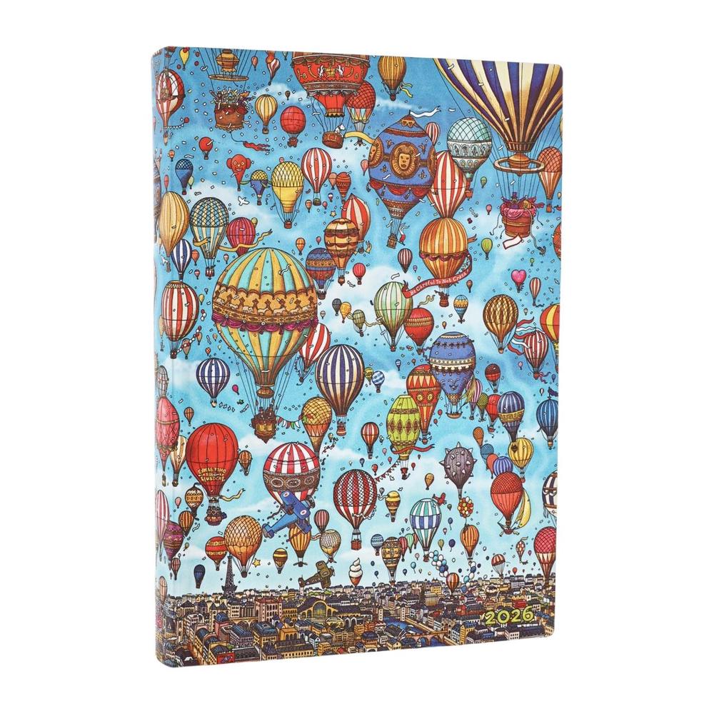 2026 Balloon Festival (Pierre the Maze Detective) Midi 12-month Day-at-a-Time Softcover Flexi Dayplanner 2026 (Elastic Band Closure) by Paperblanks - ISBN: 9780349708348
