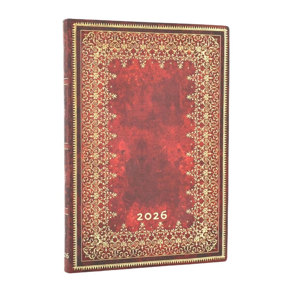 2026 Foiled (Old Leather Collection) Midi 12-month Horizontal Softcover Flexi Dayplanner 2026 (Elastic Band Closure) by Paperblanks - ISBN: 9780349708393