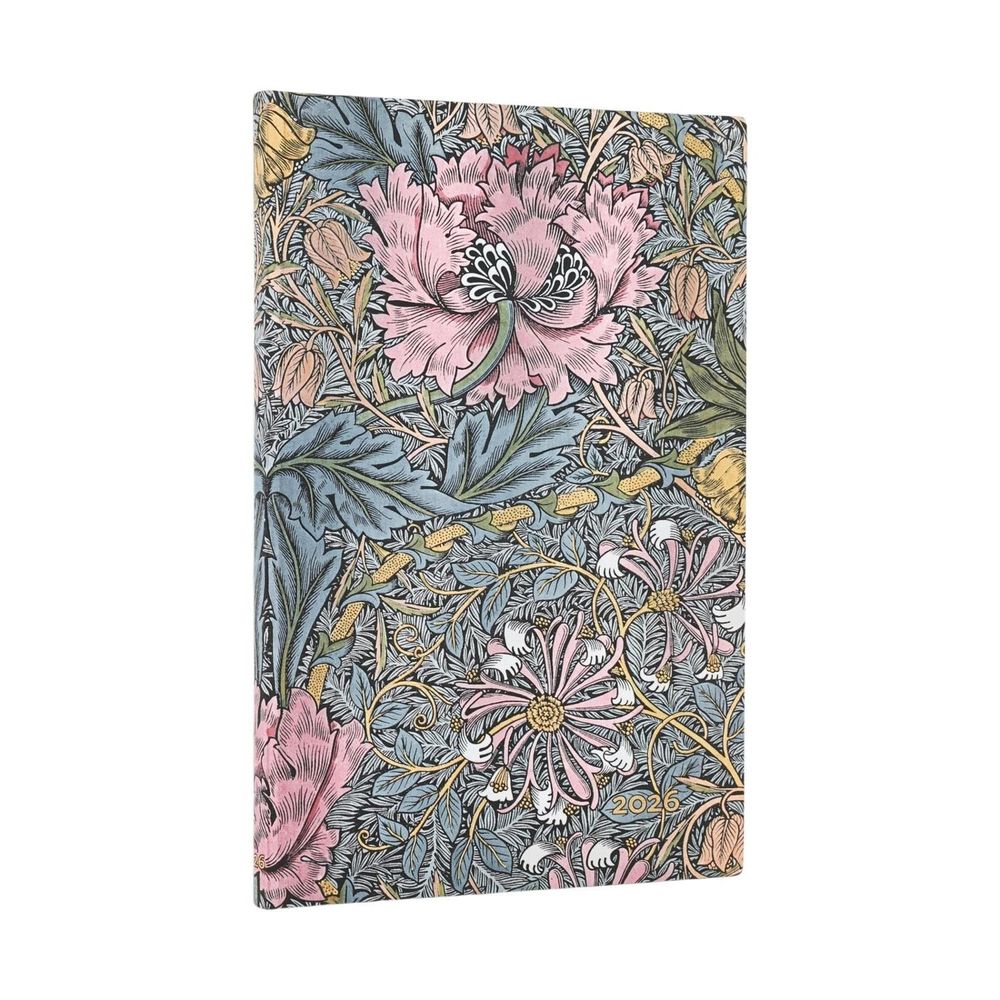 2026 Morris Pink Honeysuckle (William Morris) Maxi 12-month Horizontal Softcover Flexi Dayplanner 2026 (Elastic Band Closure) by Paperblanks - ISBN: 9780349708492