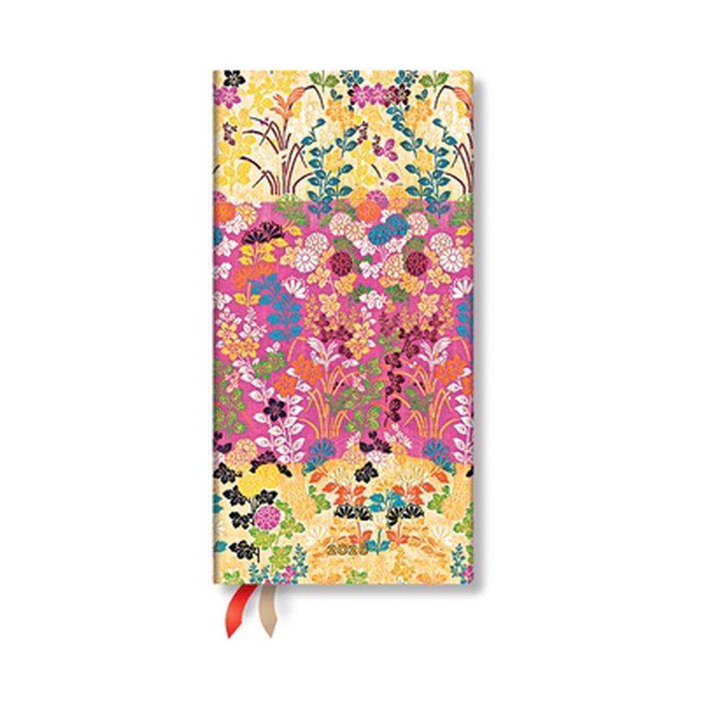 Paperblanks 2026 Kara-Ori Pink Japanese Kimono 12-Month Planner Slim Horizontal Elastic Band 160 Pg 100 GSM, 9780349709956