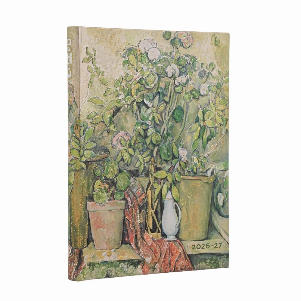 2027 Cezanne’s Terracotta Pots and Flowers Midi 18-Month Hardcover Dayplanner (Elastic Band Closure) Horizontal by Paperblanks - ISBN: 9780349718774