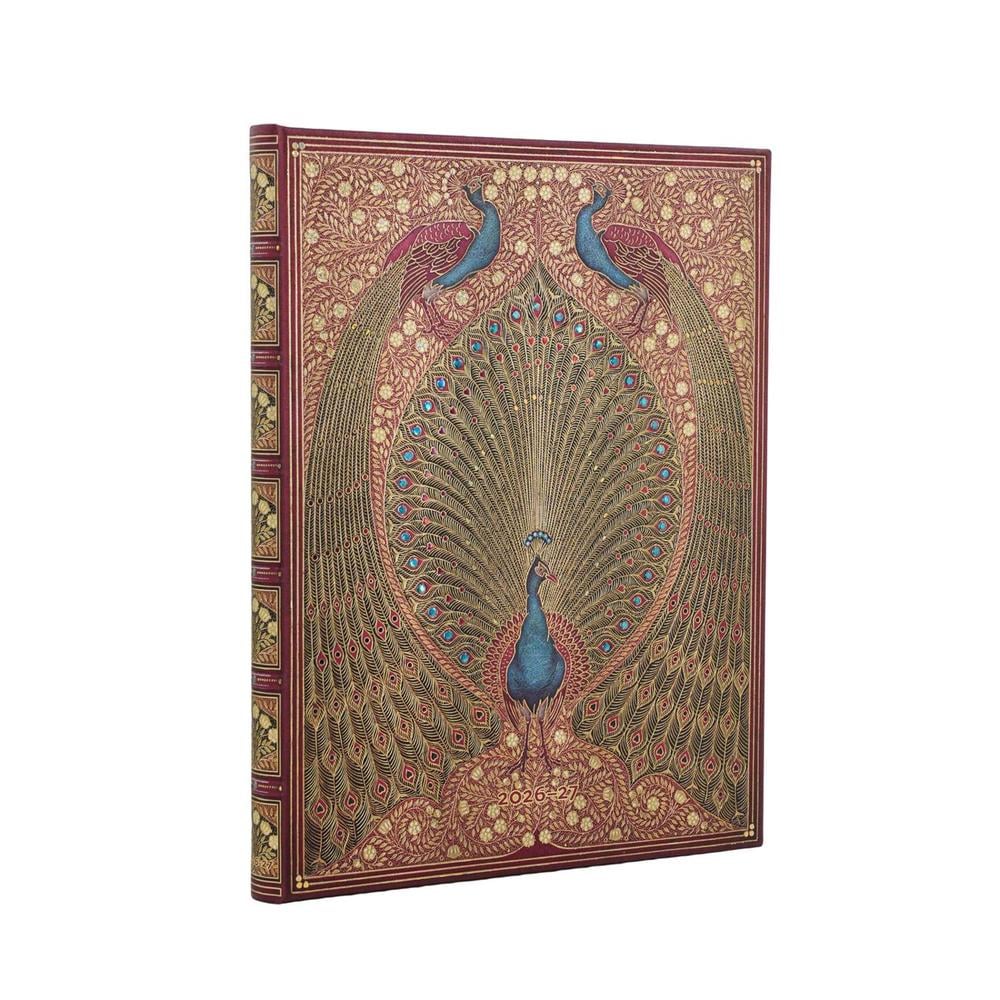 2027 Hafiz’s Peacocks (Sangorski & Sutcliffe) Ultra 18-Month Hardcover Dayplanner (Elastic Band Closure) Vertical by Paperblanks - ISBN: 9780349718866