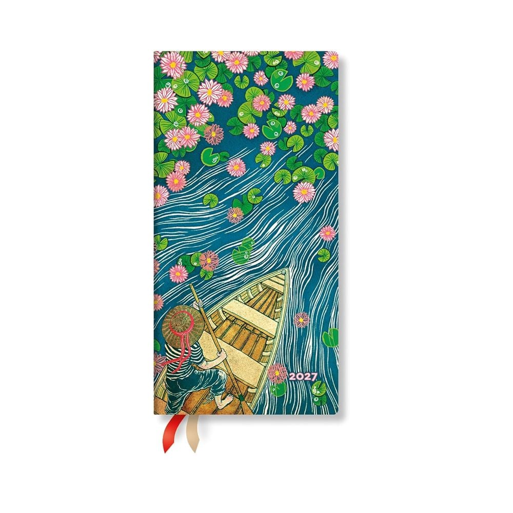 2027 Lotus River (Living with Yuko) Slim 12-Month Hardcover Dayplanner (Elastic Band Closure) Horizontal by Paperblanks - ISBN: 9780349719153