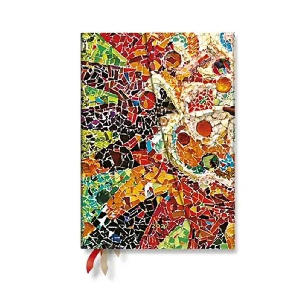 2027 Gaudi’s Sun (Gaudi’s Mosaics) Midi 12-Month Hardcover Dayplanner (Wrap Closure) Horizontal by Paperblanks - ISBN: 9780349719221